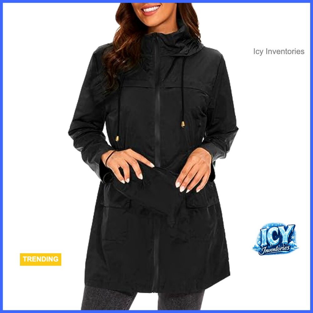 Waterproof Polyester Packable Rain Jacket With Ho… - image 2